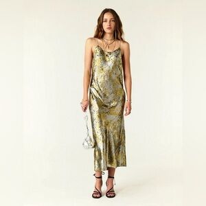 New Ba&sh Strappy Midi Dress Flavia Gold